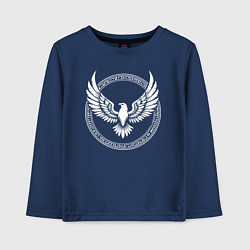 Лонгслив хлопковый детский Орел стилизованый круг, цвет: тёмно-синий
