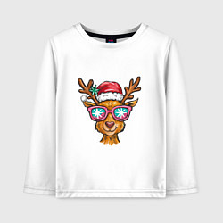Детский лонгслив Скетч олень в очках