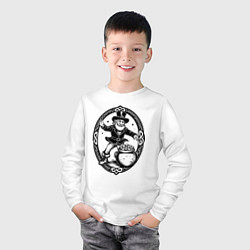 Лонгслив хлопковый детский Лепрекон с горшочком золота, цвет: белый — фото 2