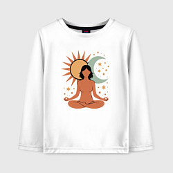Лонгслив хлопковый детский Yoga girl, цвет: белый