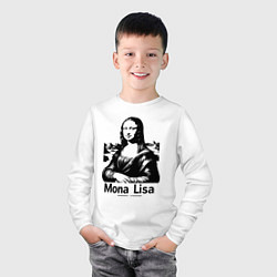 Лонгслив хлопковый детский Мона Лиза графическая интерпретация, цвет: белый — фото 2