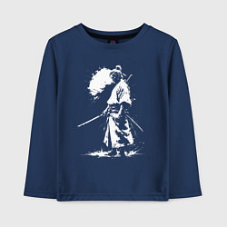 Лонгслив хлопковый детский Профиль самурая, цвет: тёмно-синий