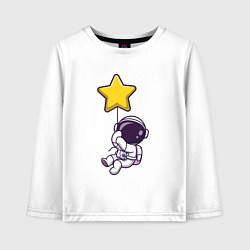 Лонгслив хлопковый детский Космическая звезда, цвет: белый