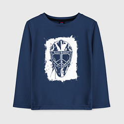 Лонгслив хлопковый детский Вратарская маска в белом квадрате, цвет: тёмно-синий