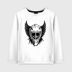 Лонгслив хлопковый детский Крылатая хоккейная маска, цвет: белый