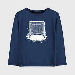 Лонгслив хлопковый детский Хоккейная рамка, цвет: тёмно-синий