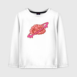 Лонгслив хлопковый детский Saturn brain, цвет: белый