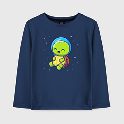 Лонгслив хлопковый детский Черепашка в космосе, цвет: тёмно-синий