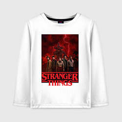 Лонгслив хлопковый детский Пятеро и демогоргон Загадочные события финал, цвет: белый