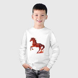 Лонгслив хлопковый детский Glass flaming horse, symbol of 2026, цвет: белый — фото 2