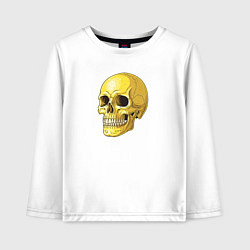Лонгслив хлопковый детский Желтый череп, цвет: белый