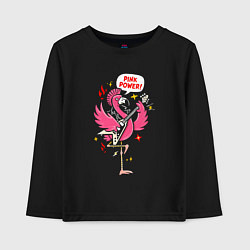 Лонгслив хлопковый детский Панк-рок фламинго, цвет: черный