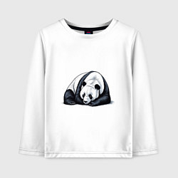 Лонгслив хлопковый детский Лежащая панда, цвет: белый