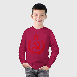 Лонгслив хлопковый детский СССР герб, цвет: маджента — фото 2