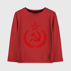Лонгслив хлопковый детский СССР герб, цвет: красный
