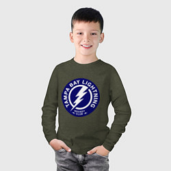 Лонгслив хлопковый детский HC Tampa Bay Lightning, цвет: меланж-хаки — фото 2