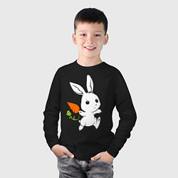 Лонгслив хлопковый детский Зайка с морковкой, цвет: черный — фото 2