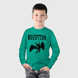 Лонгслив хлопковый детский Led Zeppelin, цвет: зеленый — фото 2