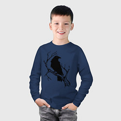 Лонгслив хлопковый детский Ворон, цвет: тёмно-синий — фото 2