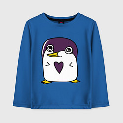Лонгслив хлопковый детский Нарисованный пингвин, цвет: синий