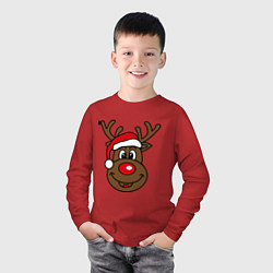 Лонгслив хлопковый детский Рождественский олень цвета красный — фото 2