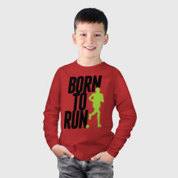 Лонгслив хлопковый детский Рожден для бега, цвет: красный — фото 2