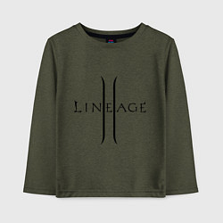 Лонгслив хлопковый детский Lineage logo, цвет: меланж-хаки