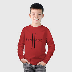 Лонгслив хлопковый детский Lineage logo, цвет: красный — фото 2