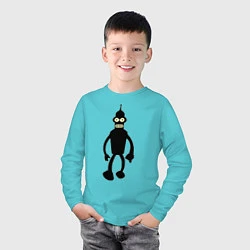 Лонгслив хлопковый детский Черный Бендер, цвет: бирюзовый — фото 2