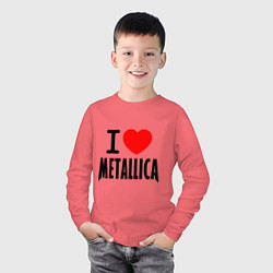 Лонгслив хлопковый детский I love Metallica, цвет: коралловый — фото 2