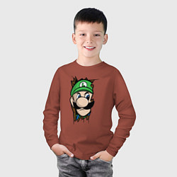 Лонгслив хлопковый детский Луиджи Марио, цвет: кирпичный — фото 2