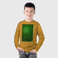 Лонгслив хлопковый детский Цифровая иллюзия, цвет: горчичный — фото 2