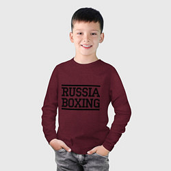 Лонгслив хлопковый детский Russia boxing, цвет: меланж-бордовый — фото 2