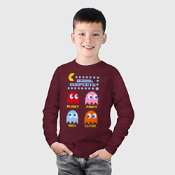 Лонгслив хлопковый детский Pac-Man: Usual Suspects, цвет: меланж-бордовый — фото 2