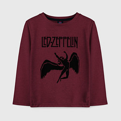 Лонгслив хлопковый детский Led Zeppelin Swan, цвет: меланж-бордовый