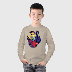 Лонгслив хлопковый детский Messi Art, цвет: миндальный — фото 2