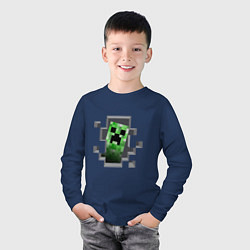 Лонгслив хлопковый детский Creeper Inside, цвет: тёмно-синий — фото 2