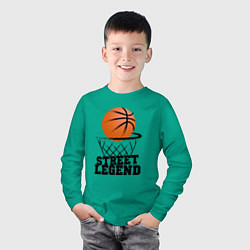 Лонгслив хлопковый детский Баскетбол, цвет: зеленый — фото 2