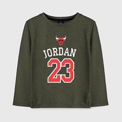 Лонгслив хлопковый детский Jordan 23, цвет: меланж-хаки