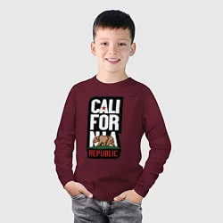 Лонгслив хлопковый детский CALIFORNIA REPUBLIC, цвет: меланж-бордовый — фото 2