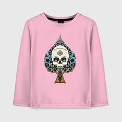 Лонгслив хлопковый детский Череп (skull) (цветной), цвет: светло-розовый