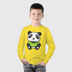 Лонгслив хлопковый детский Маленький панда, цвет: желтый — фото 2