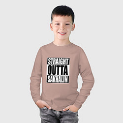Лонгслив хлопковый детский Straight Outta Sakhalin, цвет: пыльно-розовый — фото 2