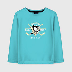 Лонгслив хлопковый детский Pittsburgh Penguins: Est.1967, цвет: бирюзовый