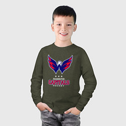 Лонгслив хлопковый детский Washington Capitals, цвет: меланж-хаки — фото 2