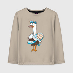 Детский лонгслив Аист с малышом