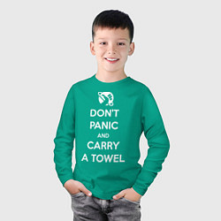 Лонгслив хлопковый детский Dont panic & Carry a Towel, цвет: зеленый — фото 2