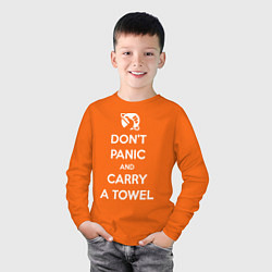Лонгслив хлопковый детский Dont panic & Carry a Towel, цвет: оранжевый — фото 2