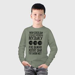 Лонгслив хлопковый детский Мои соседи слушают хор. музыку, цвет: авокадо — фото 2