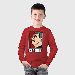Лонгслив хлопковый детский Сталин, цвет: красный — фото 2